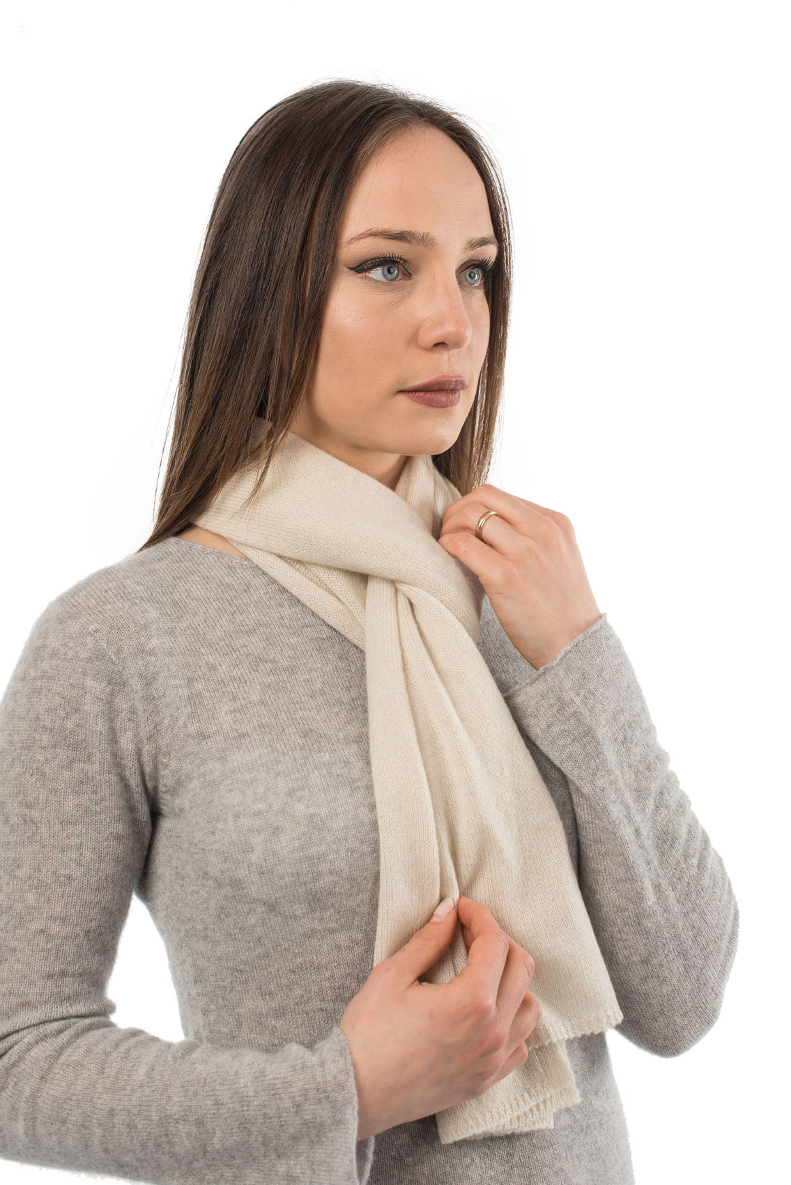 Cream Unisex 100% Cashmere Scarf, view 3