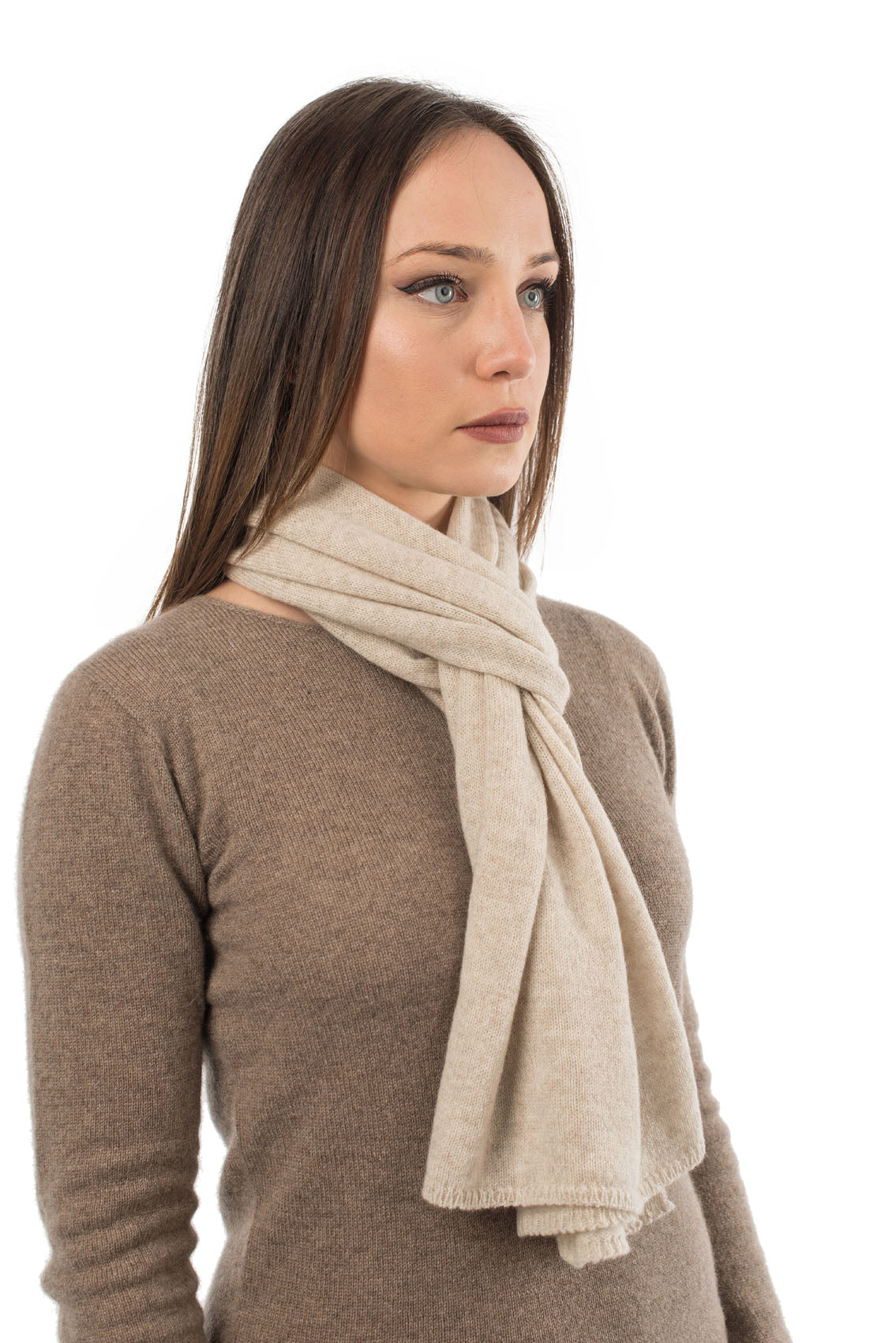 Beige Unisex 100% Cashmere Scarf, view 2