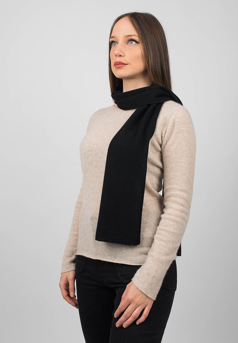 Black Women's 100% Cashmere Skinny Scarf, view 2