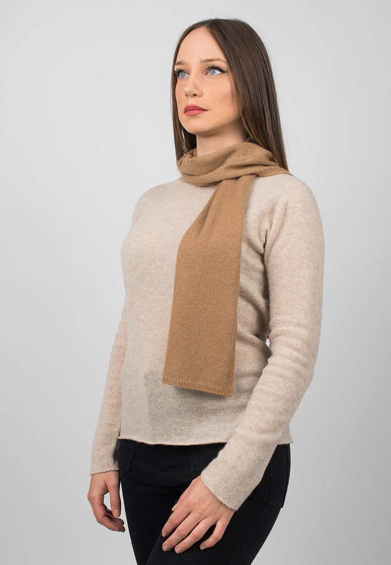 Camel Women's 100% Cashmere Skinny Scarf, view 2
