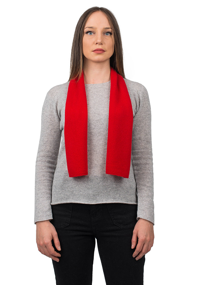 Red Women's 100% Cashmere Skinny Scarf