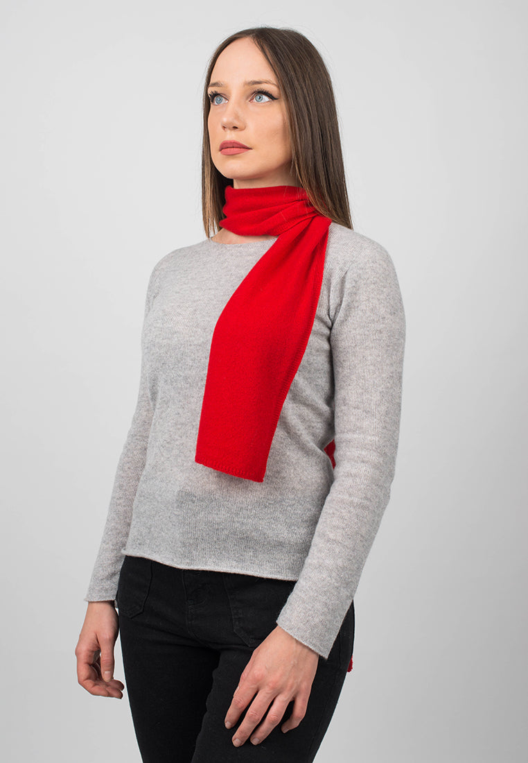 Red Women's 100% Cashmere Skinny Scarf, view 2