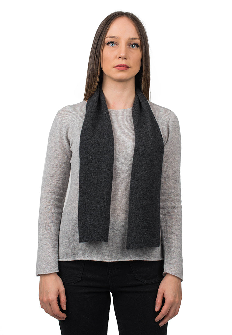 Charcoal Women's 100% Cashmere Skinny Scarf