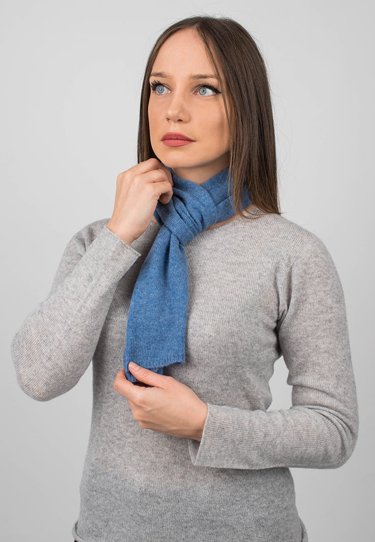 Light Blue Women's 100% Cashmere Skinny Scarf, view 3