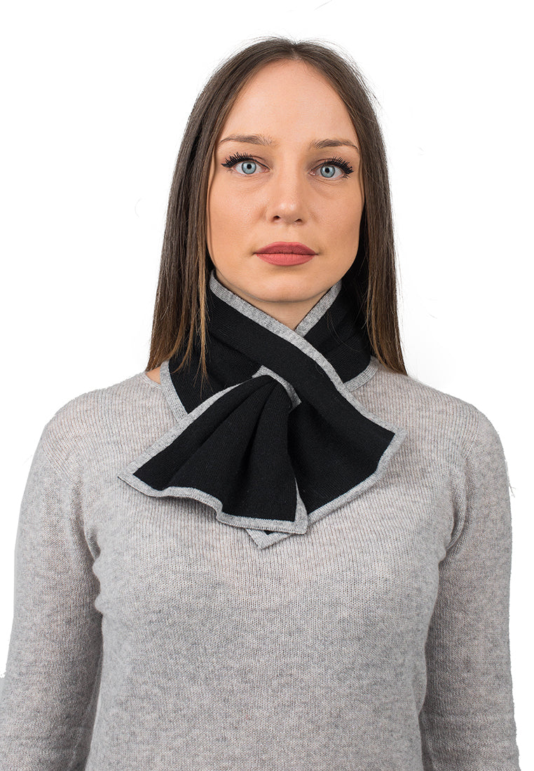 Black Women's Reversible 100% Cashmere Neck Warmer