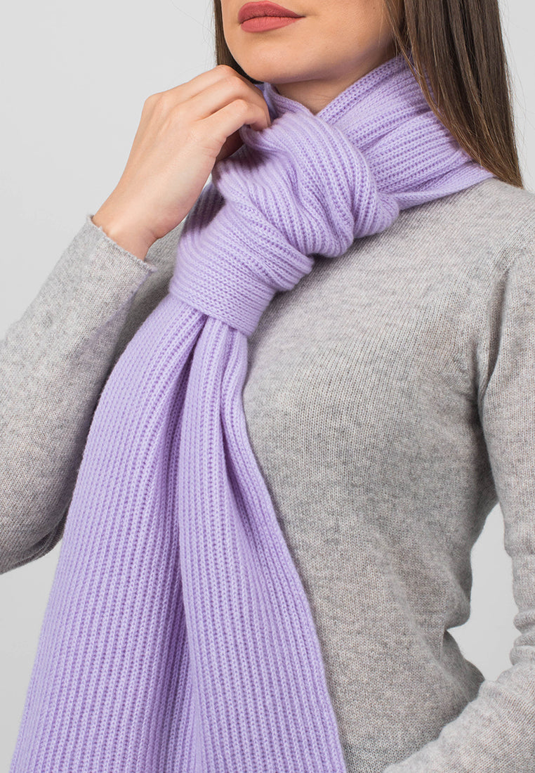 Lilac Women's Fisherman's Rib 100% Cashmere Scarf, view 3