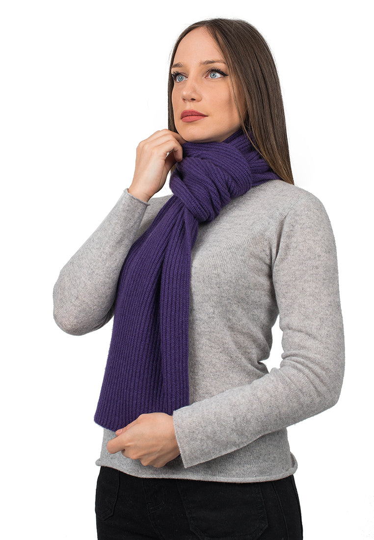 Purple Women's Fisherman's Rib 100% Cashmere Scarf