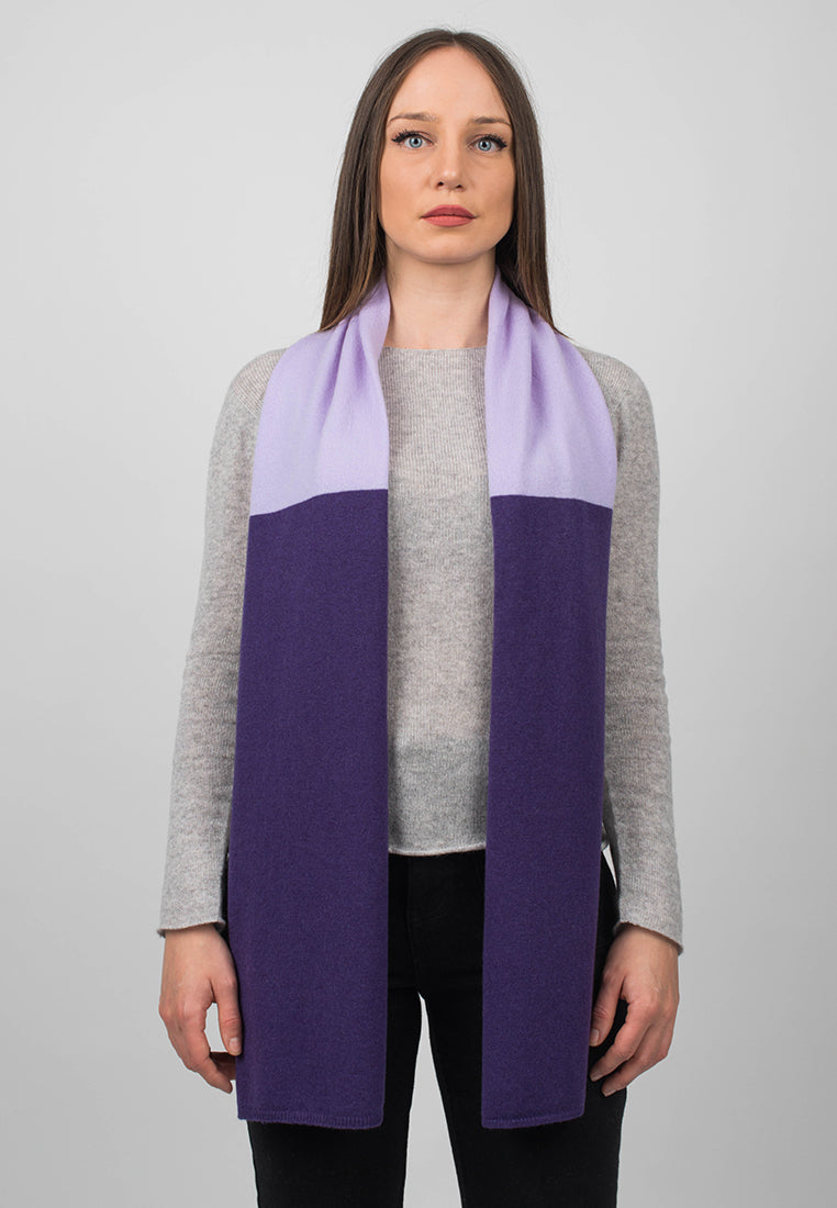 Purple-Lilac Women's Two-Tone 100% Cashmere Scarf, view 2