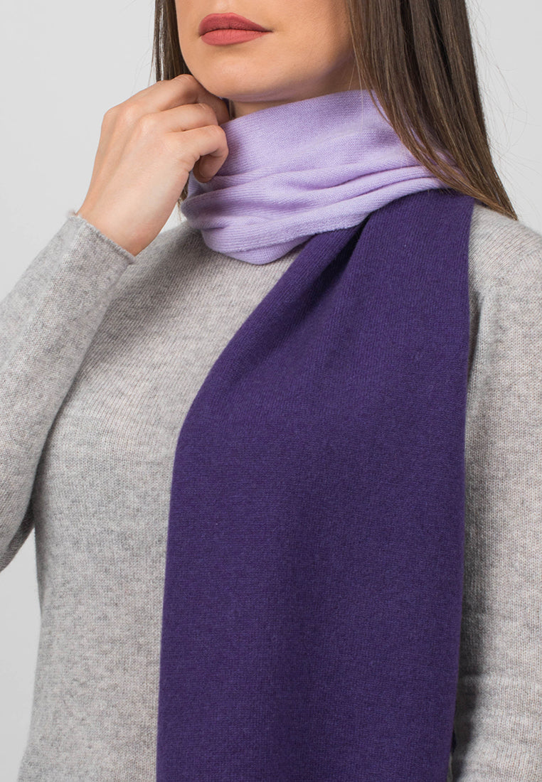 Purple-Lilac Women's Two-Tone 100% Cashmere Scarf, view 3