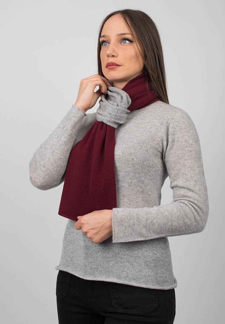 Burgundy-Gray Women's Two-Tone 100% Cashmere Scarf, view 4