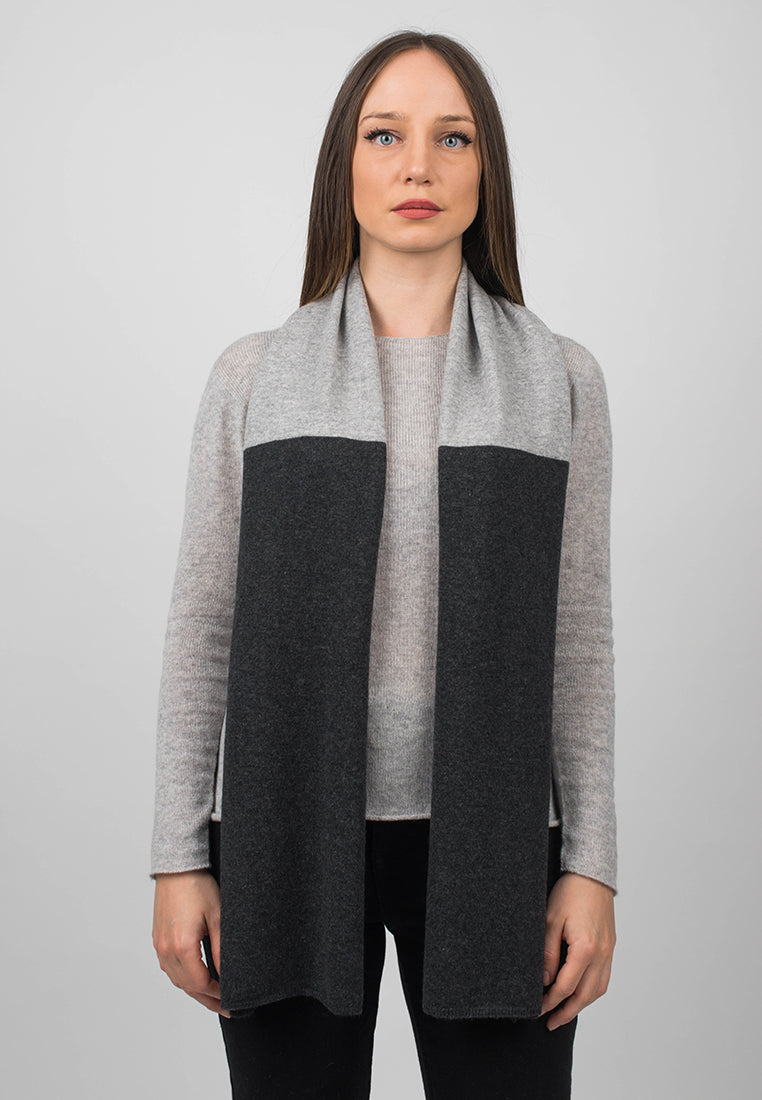 Charcoal-Gray Women's Two-Tone 100% Cashmere Scarf, view 2