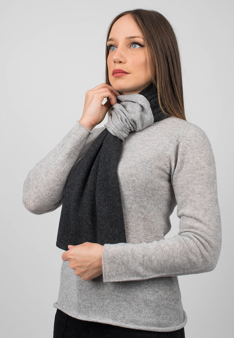 Charcoal-Gray Women's Two-Tone 100% Cashmere Scarf, view 4