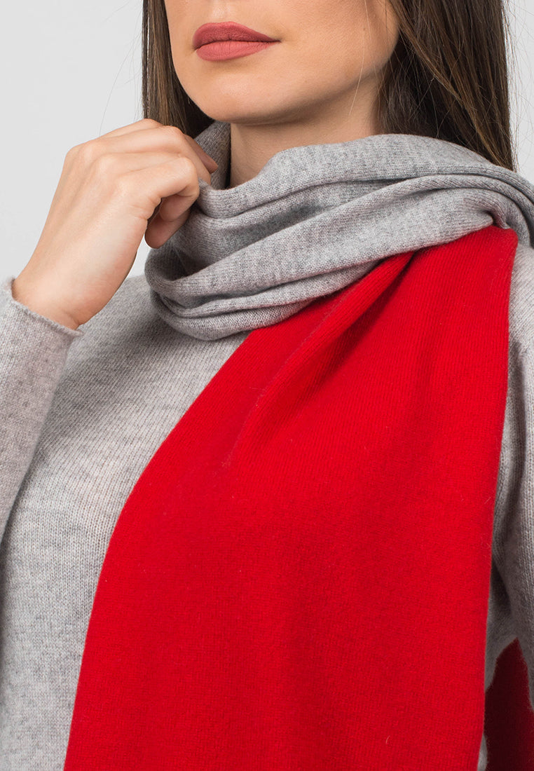 Red-Gray Women's Two-Tone 100% Cashmere Scarf, view 3