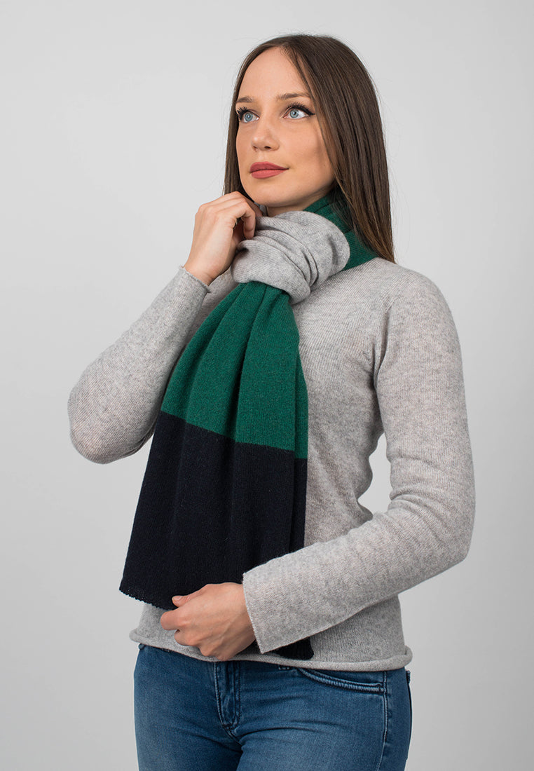 Blue-Green-Gray Women's Three-Color 100% Cashmere Scarf, view 4