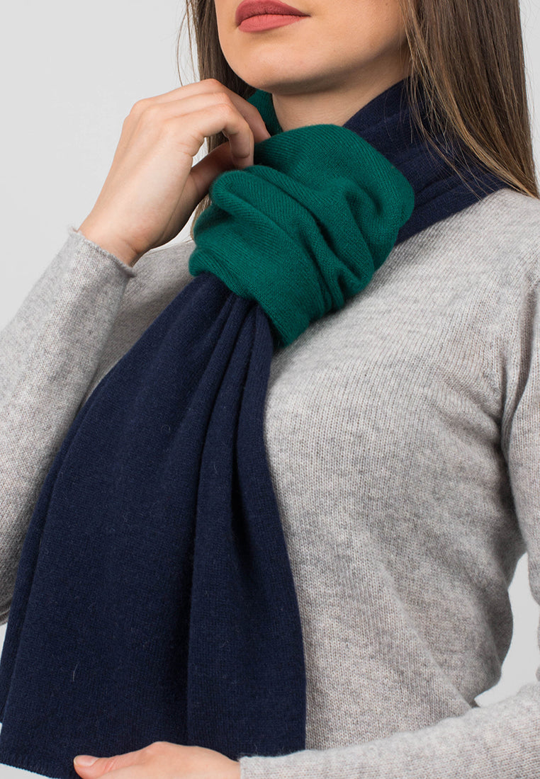 Blue-Green Women's Two-Tone 100% Cashmere Scarf, view 4