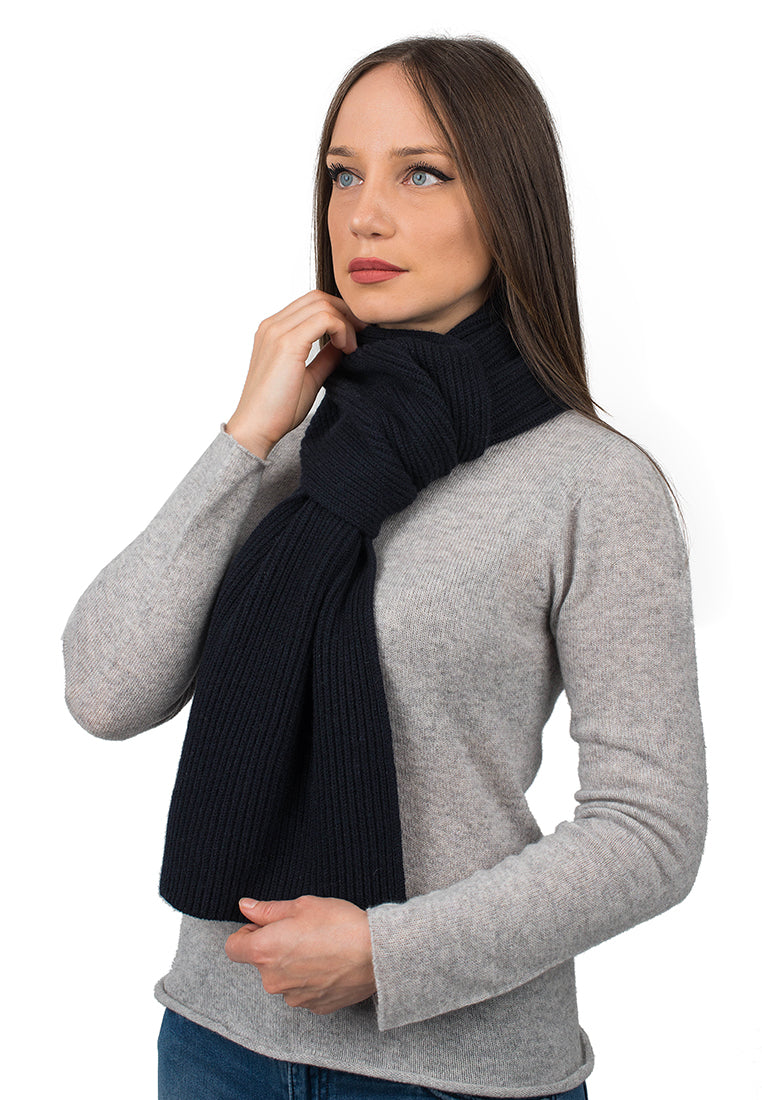 Blue Women's Fisherman's Rib 100% Cashmere Scarf