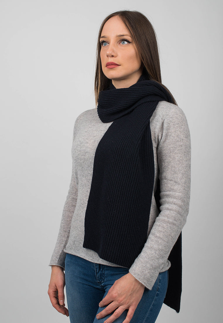 Blue Women's Fisherman's Rib 100% Cashmere Scarf, view 2