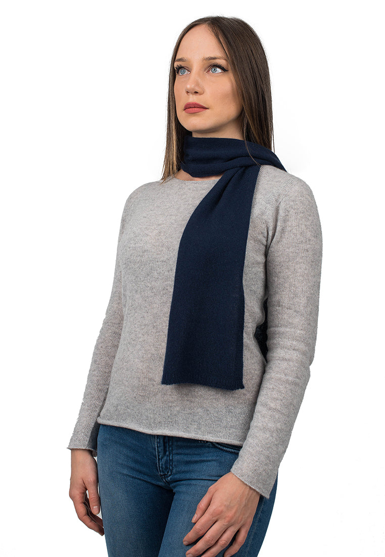 Blue Women's 100% Cashmere Skinny Scarf