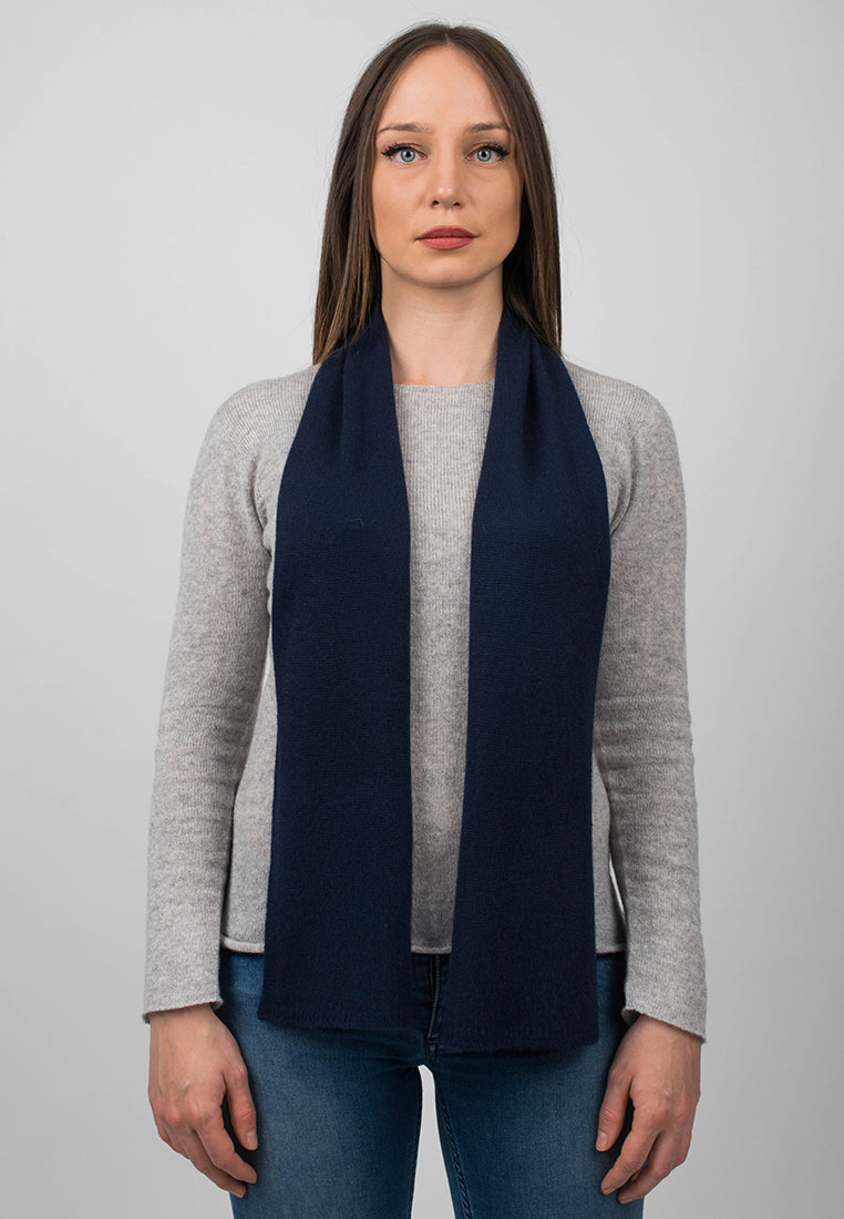 Blue Women's 100% Cashmere Skinny Scarf, view 2