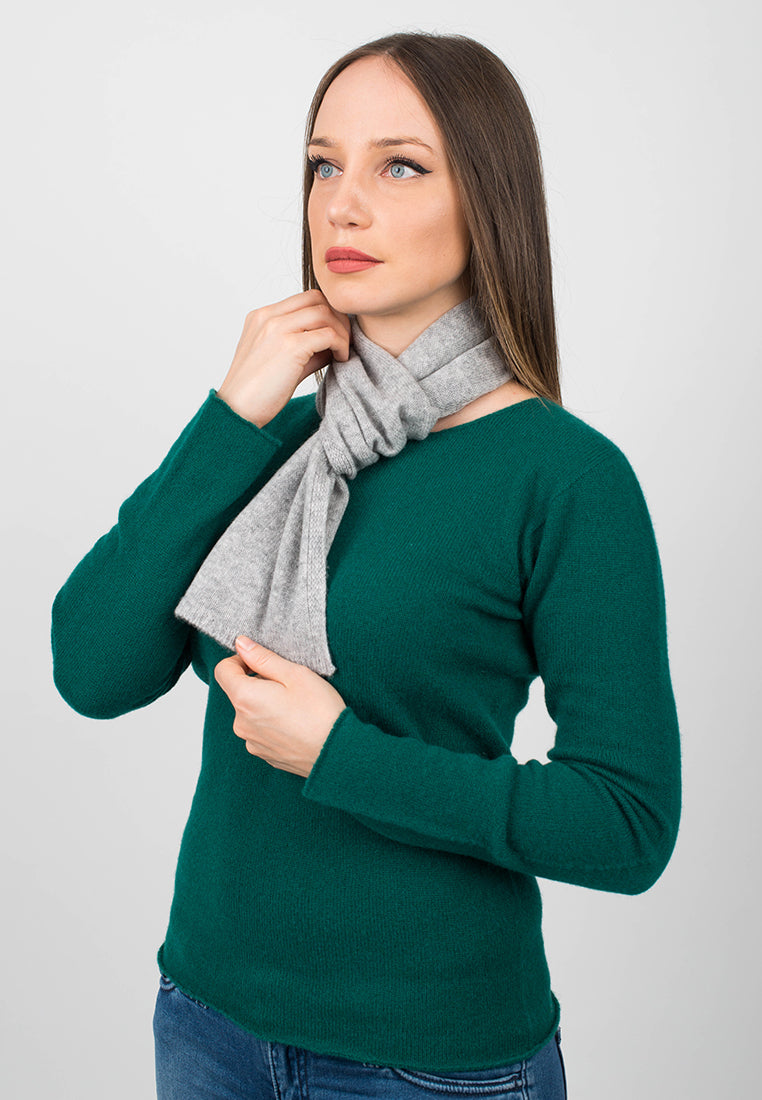 Gray Women's 100% Cashmere Skinny Scarf, view 4