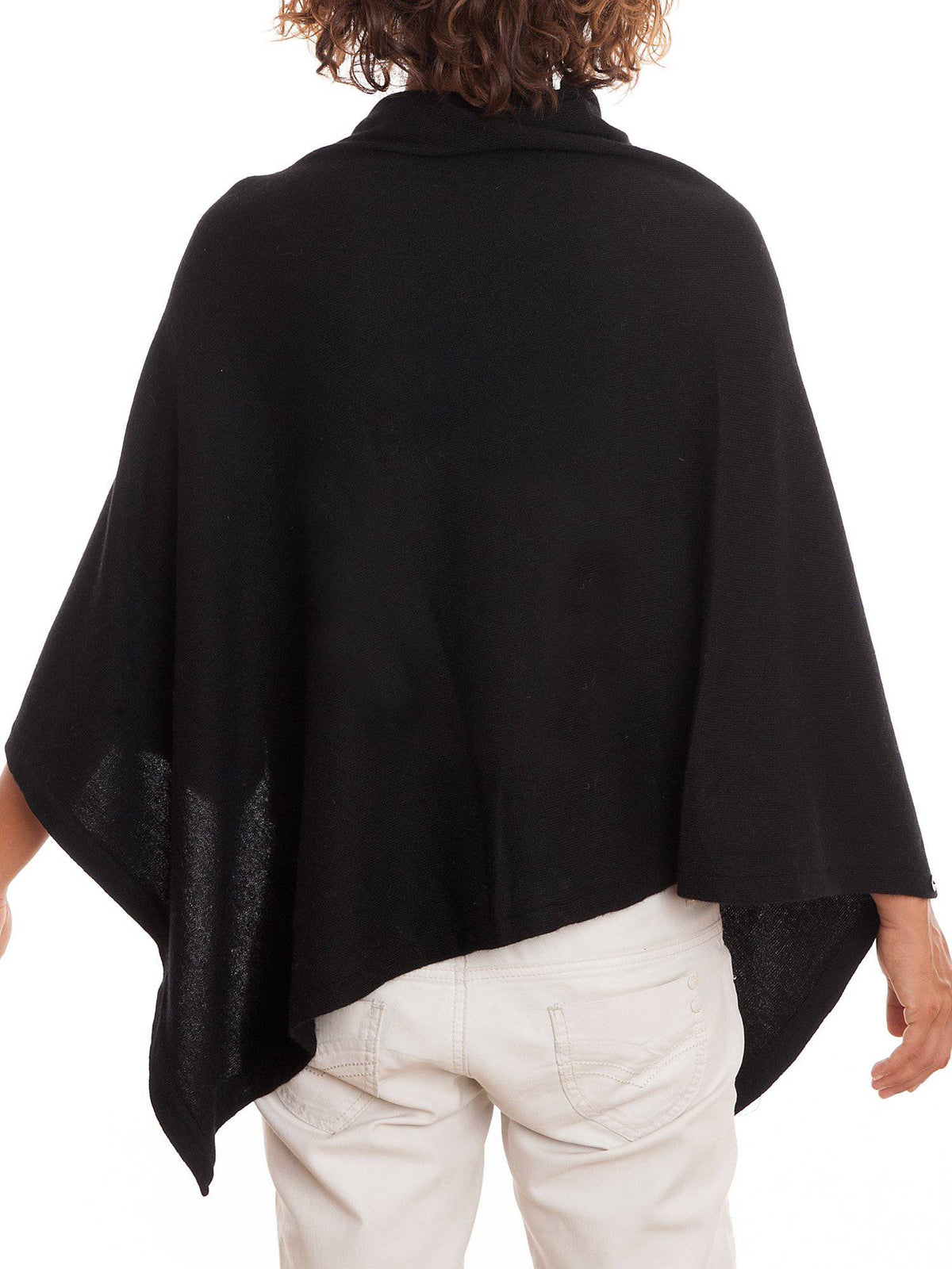 Mink Cashmere Blend Poncho With Buttons, view 2