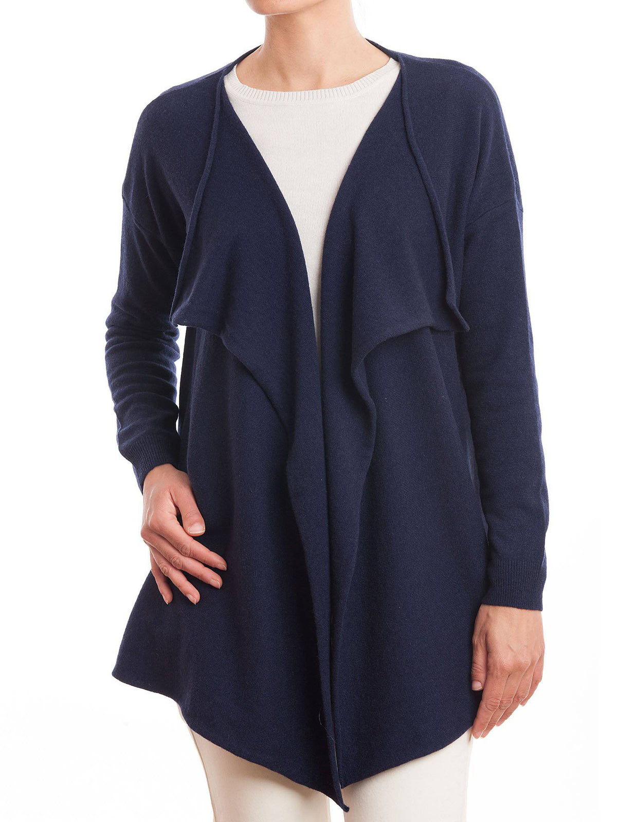 Blue Women's Asymmetric Cashmere Blend Cardigan