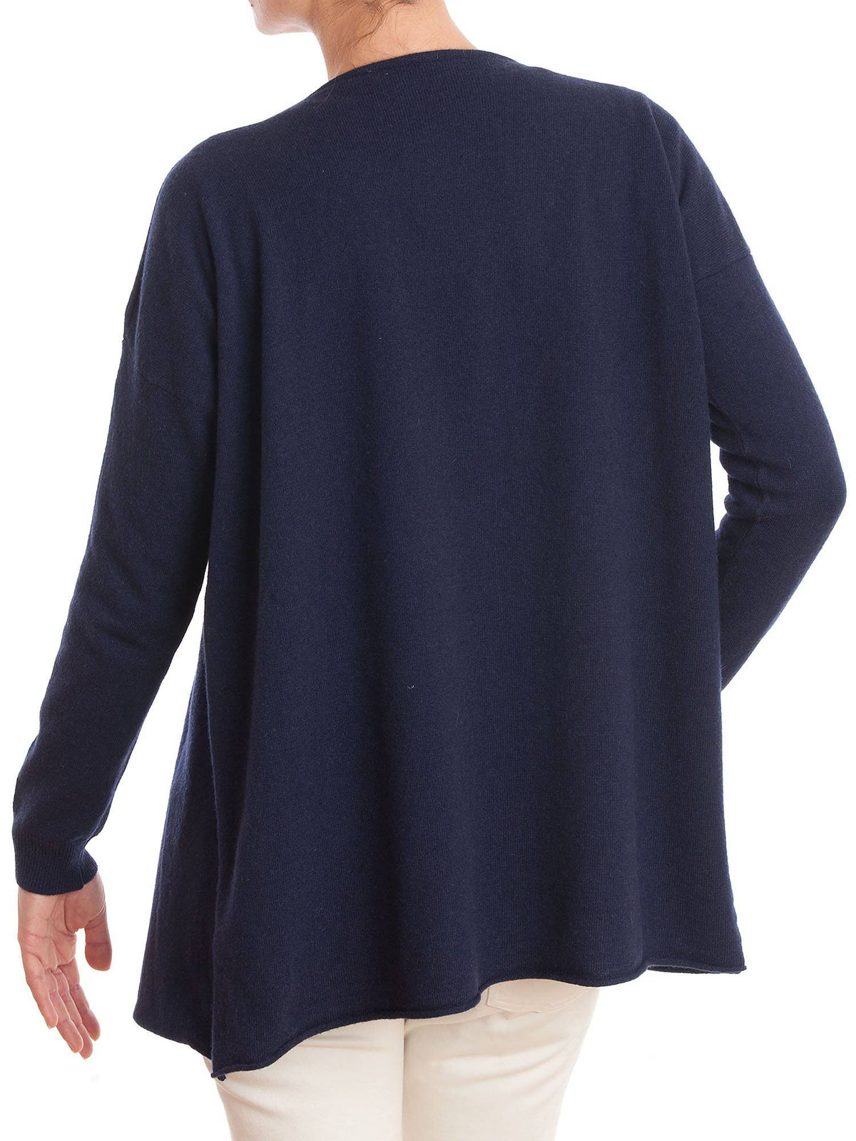 Blue Women's Asymmetric Cashmere Blend Cardigan, view 3