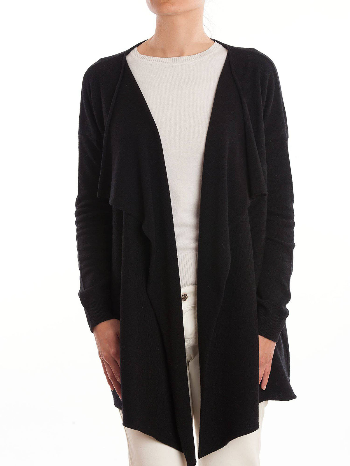 Black Women's Asymmetric Cashmere Blend Cardigan