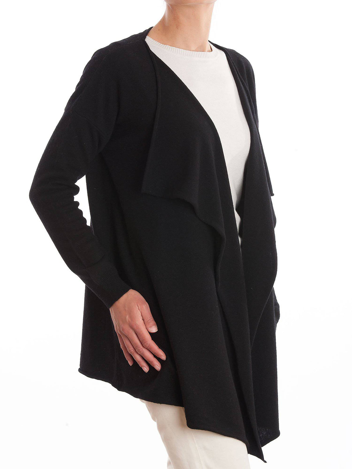 Blue Women's Asymmetric Cashmere Blend Cardigan, view 4