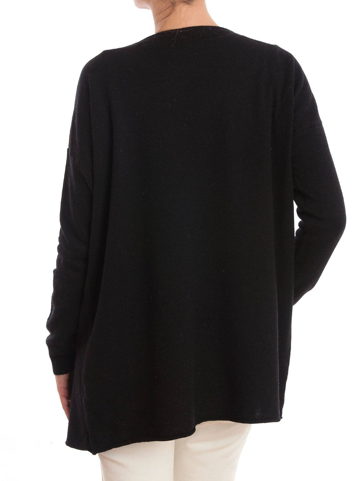 Black Women's Asymmetric Cashmere Blend Cardigan, view 2