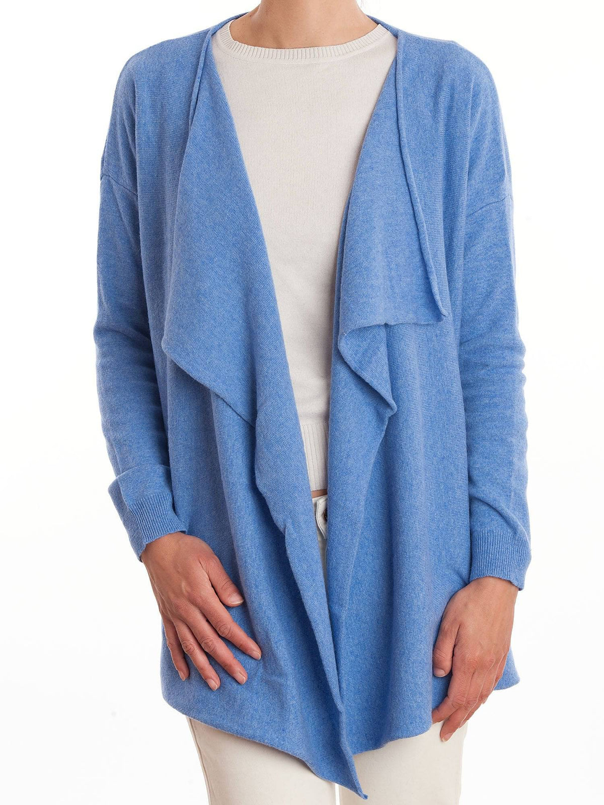 Light Blue Women's Asymmetric Cashmere Blend Cardigan