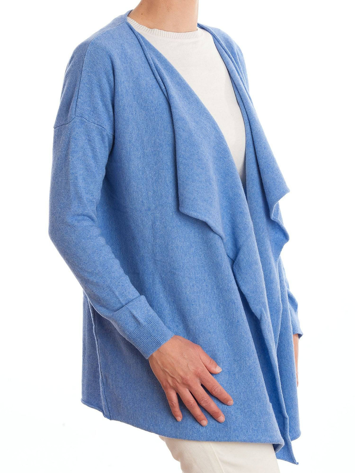 Black Women's Asymmetric Cashmere Blend Cardigan, view 3