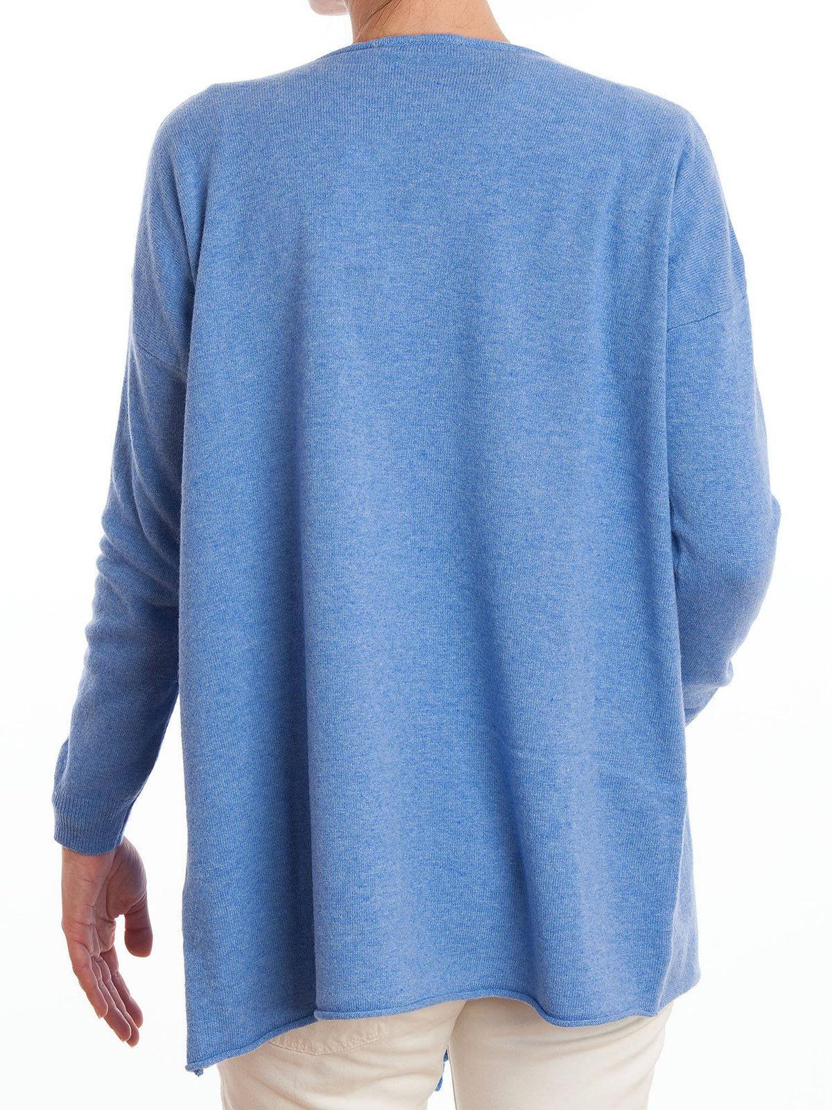Light Blue Women's Asymmetric Cashmere Blend Cardigan, view 2