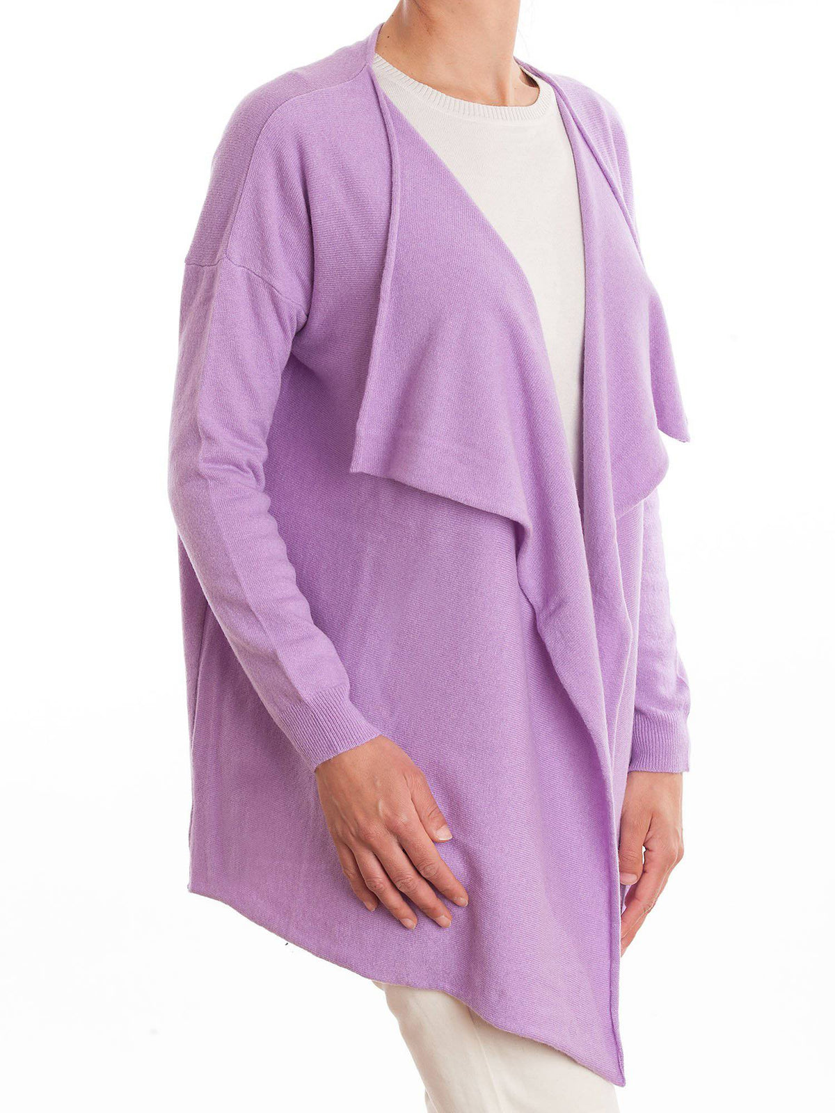 Lilac Women's Asymmetric Cashmere Blend Cardigan, view 2