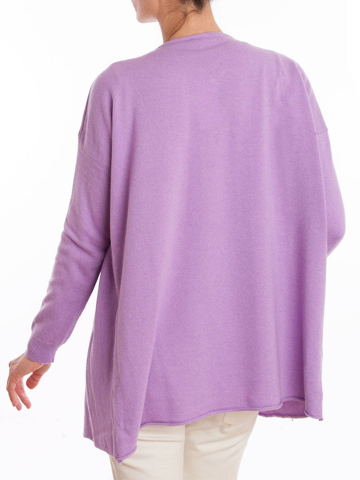 Lilac Women's Asymmetric Cashmere Blend Cardigan, view 3
