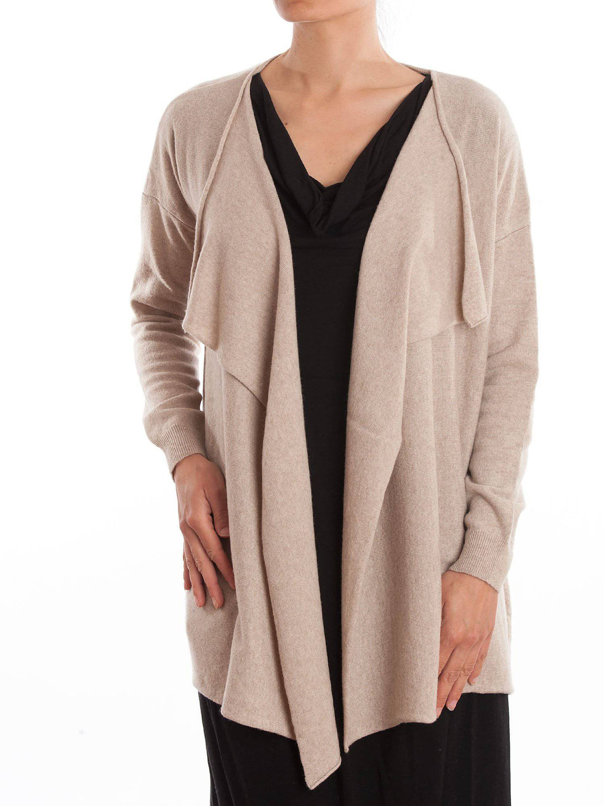 Beige Women's Asymmetric Cashmere Blend Cardigan