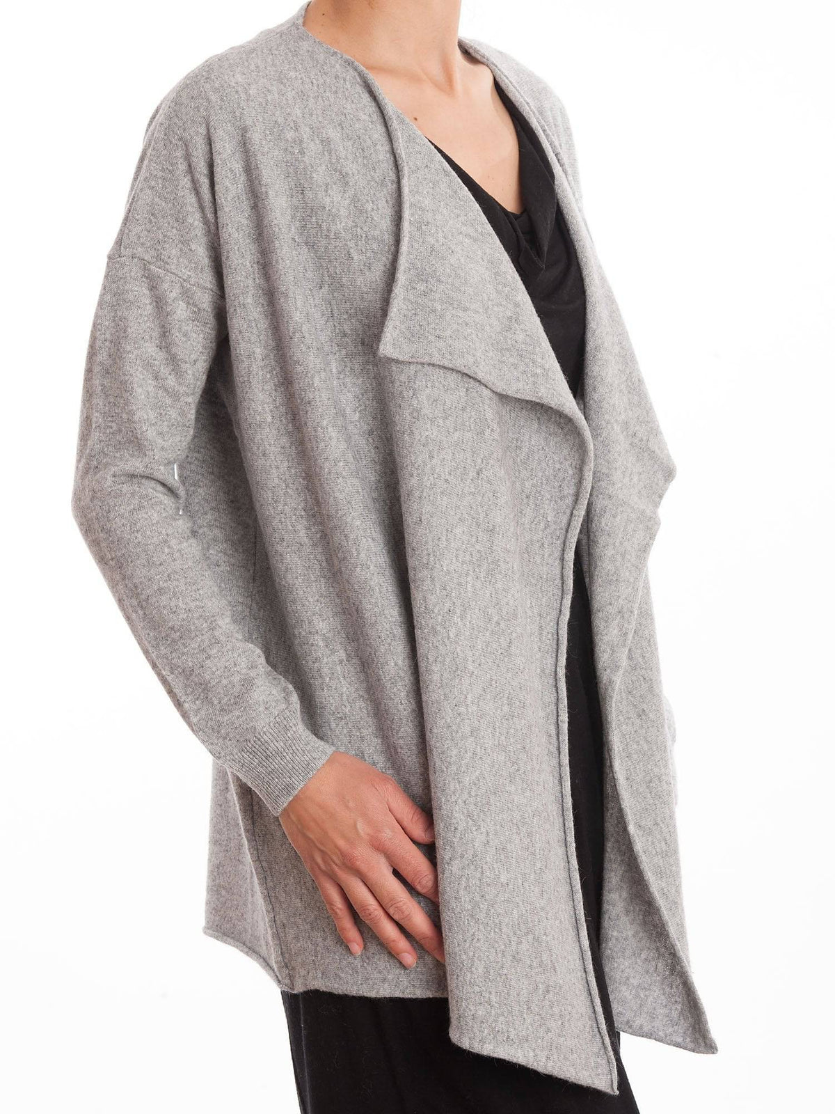 Lilac Women's Asymmetric Cashmere Blend Cardigan, view 5