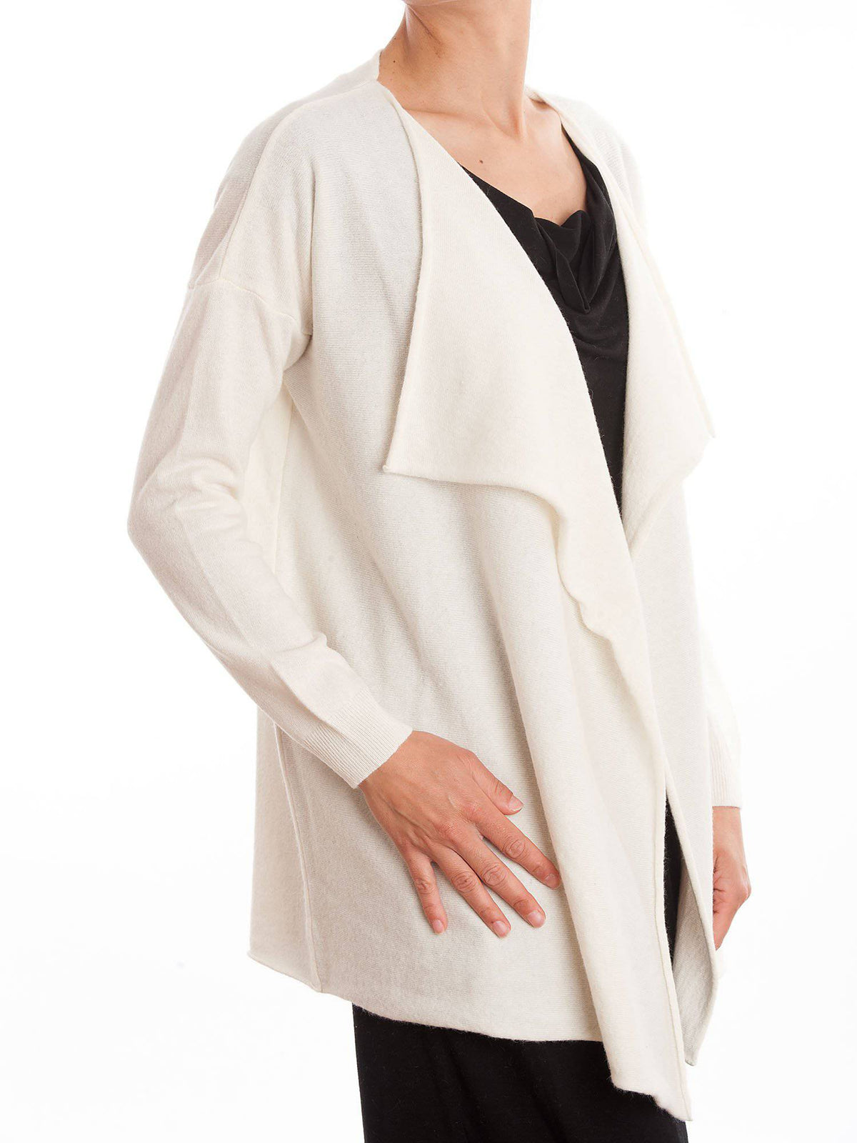Gray Women's Asymmetric Cashmere Blend Cardigan, view 2