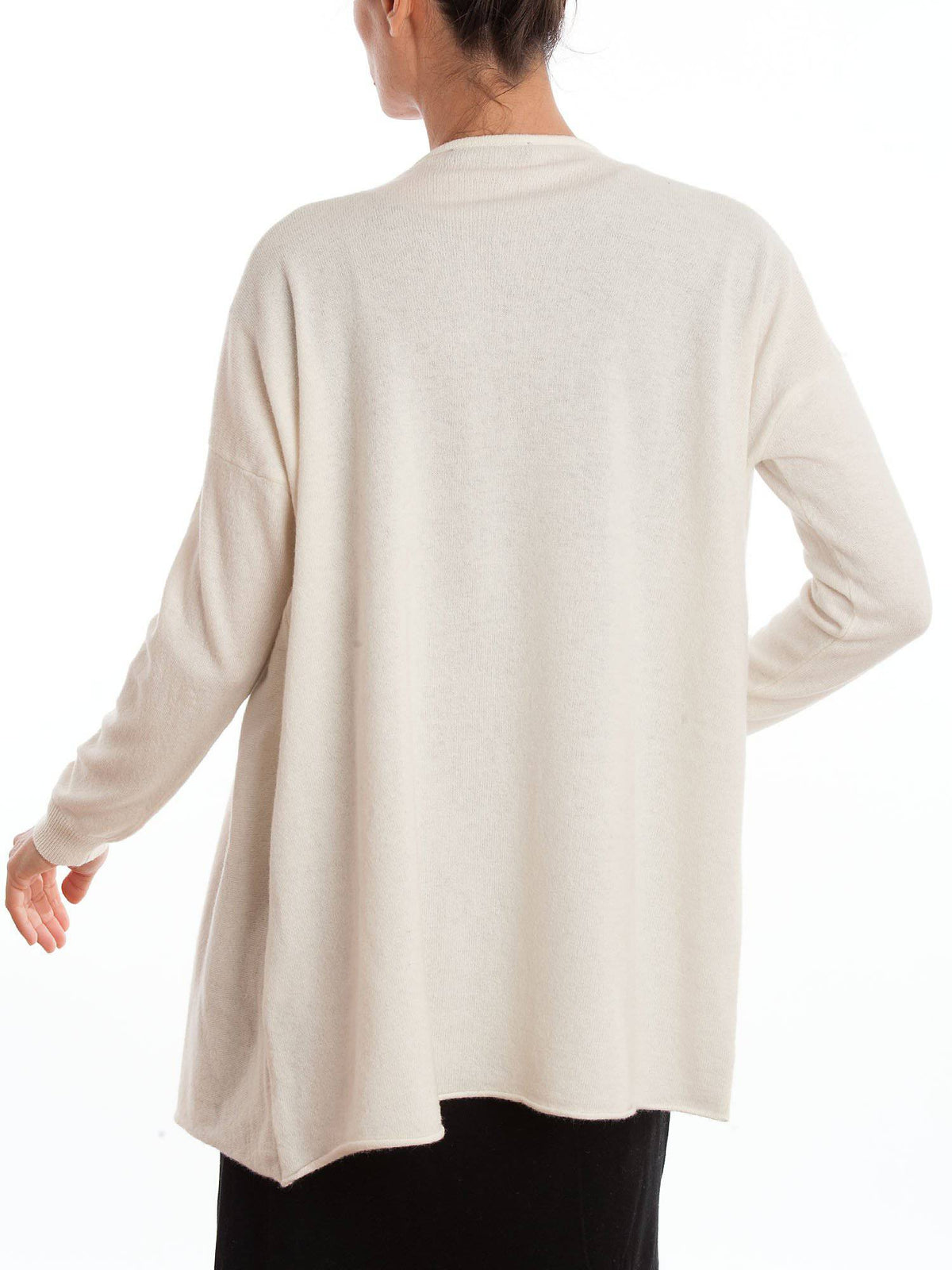 Cream Women's Asymmetric Cashmere Blend Cardigan, view 2