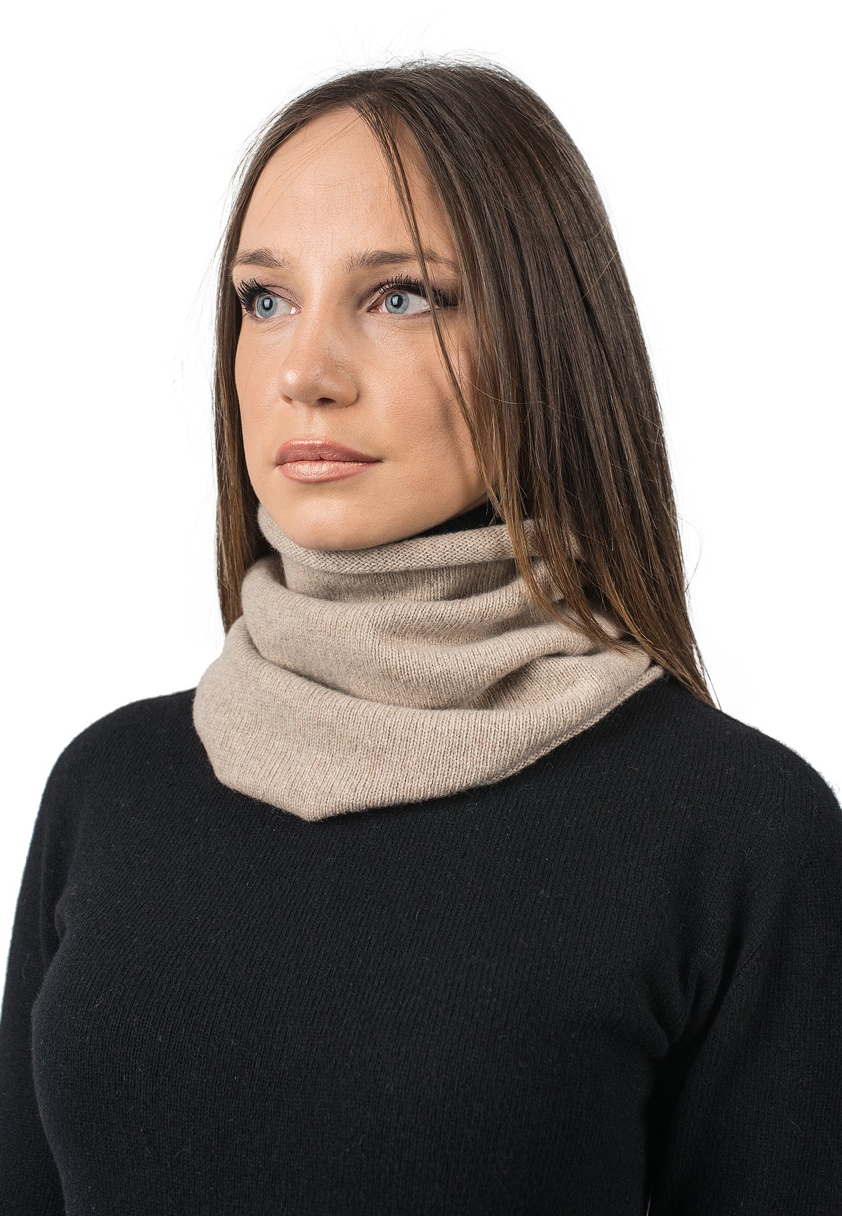 Beige Recycled Cashmere Blend Neck Warmer