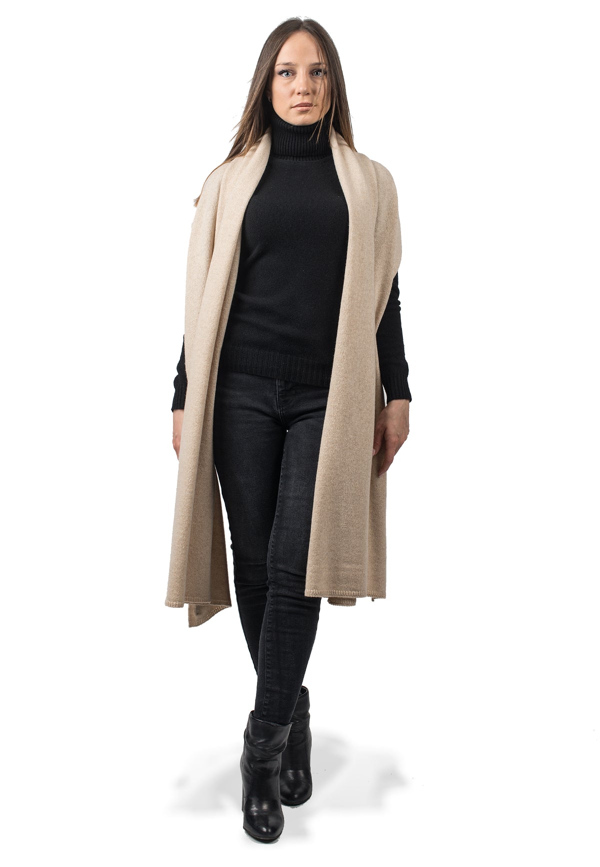 Beige Recycled Cashmere Blend Wrap