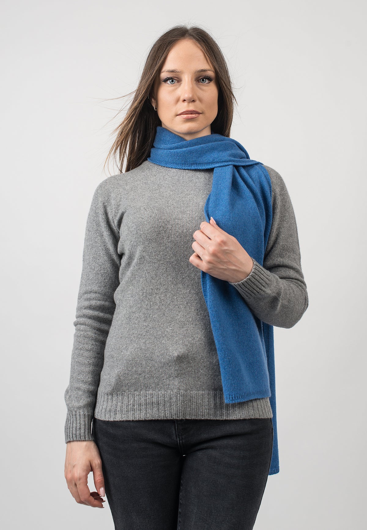 Light Blue Women's Recycled Cashmere Blend Scarf, view 2