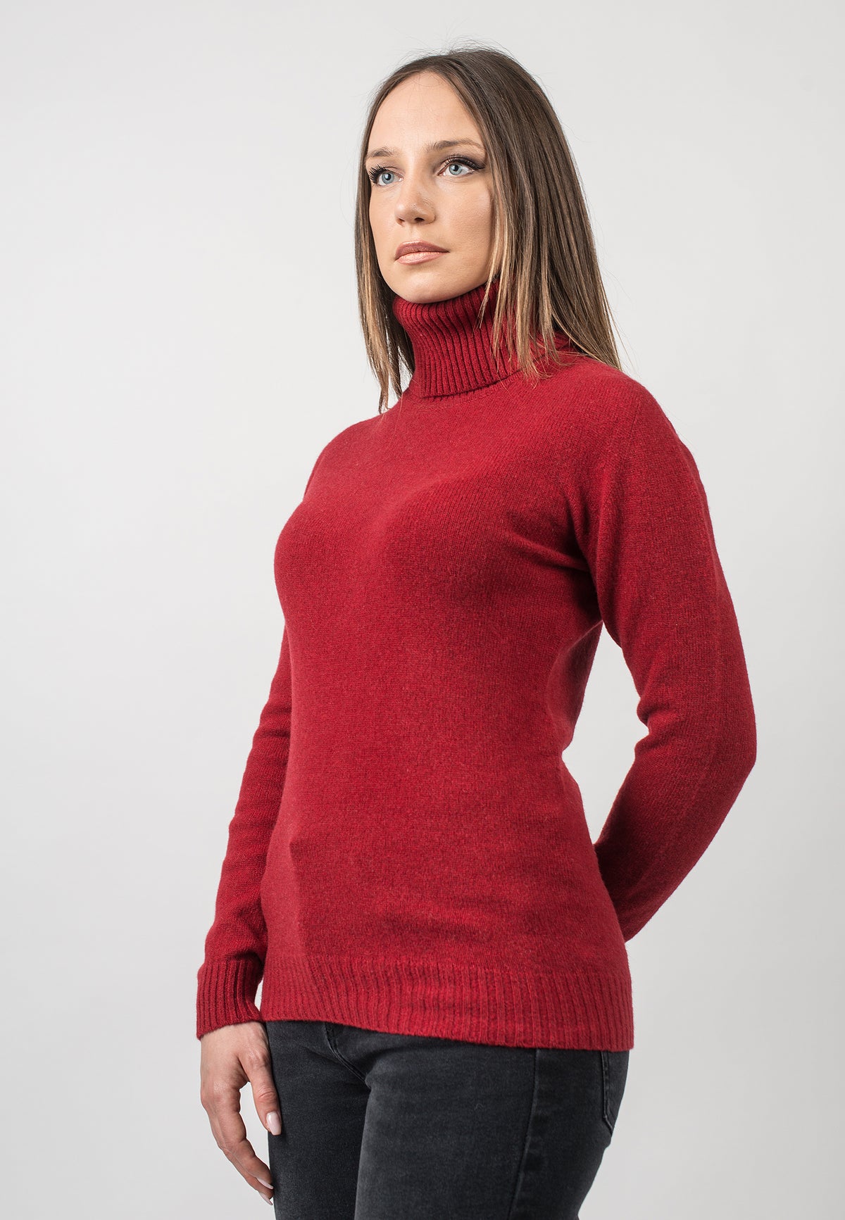 Red Women's Recycled Cashmere Blend Turtleneck, view 2