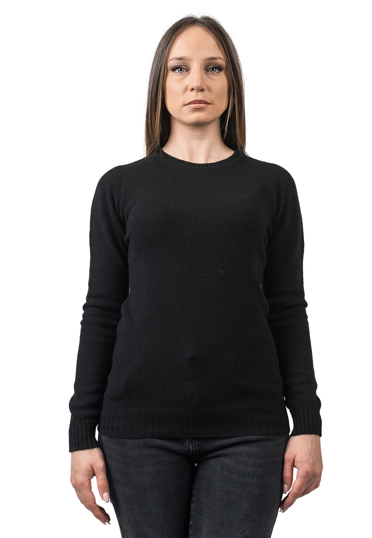 Black Women's Recycled Cashmere Blend Crewneck