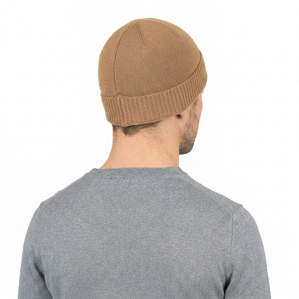 Men's Plain-Knit 100% Cashmere Beanie, camel | Dalle Piane Cashmere