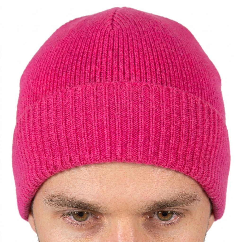 Men's Plain-Knit 100% Cashmere Beanie, fuchsia | Dalle Piane Cashmere