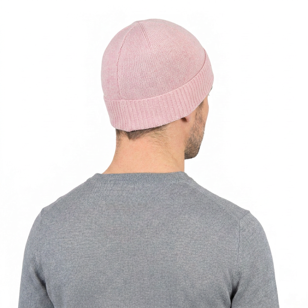 Men's Plain-Knit 100% Cashmere Beanie, pink | Dalle Piane Cashmere
