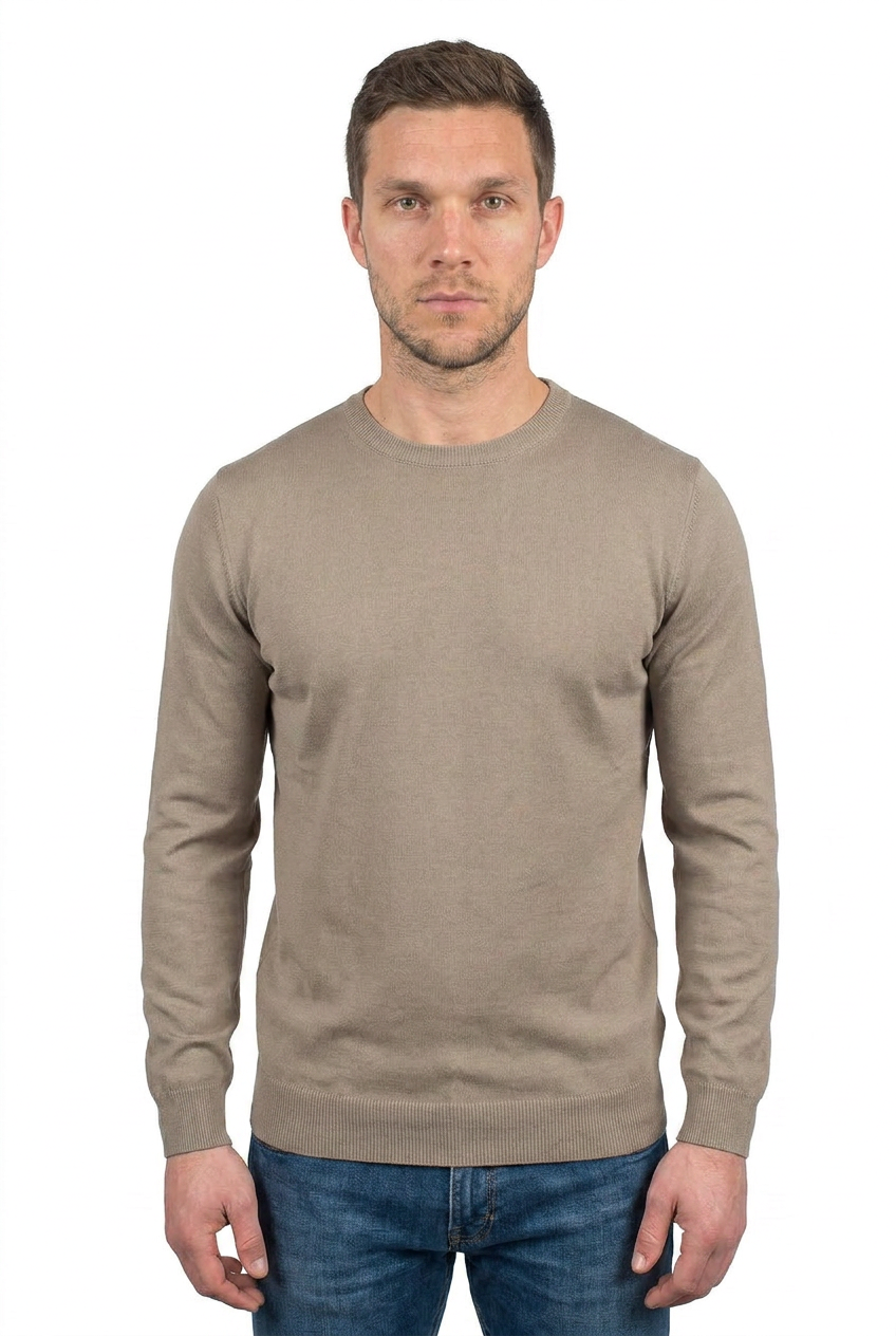 Taupe Men's 100% Cotton Crewneck