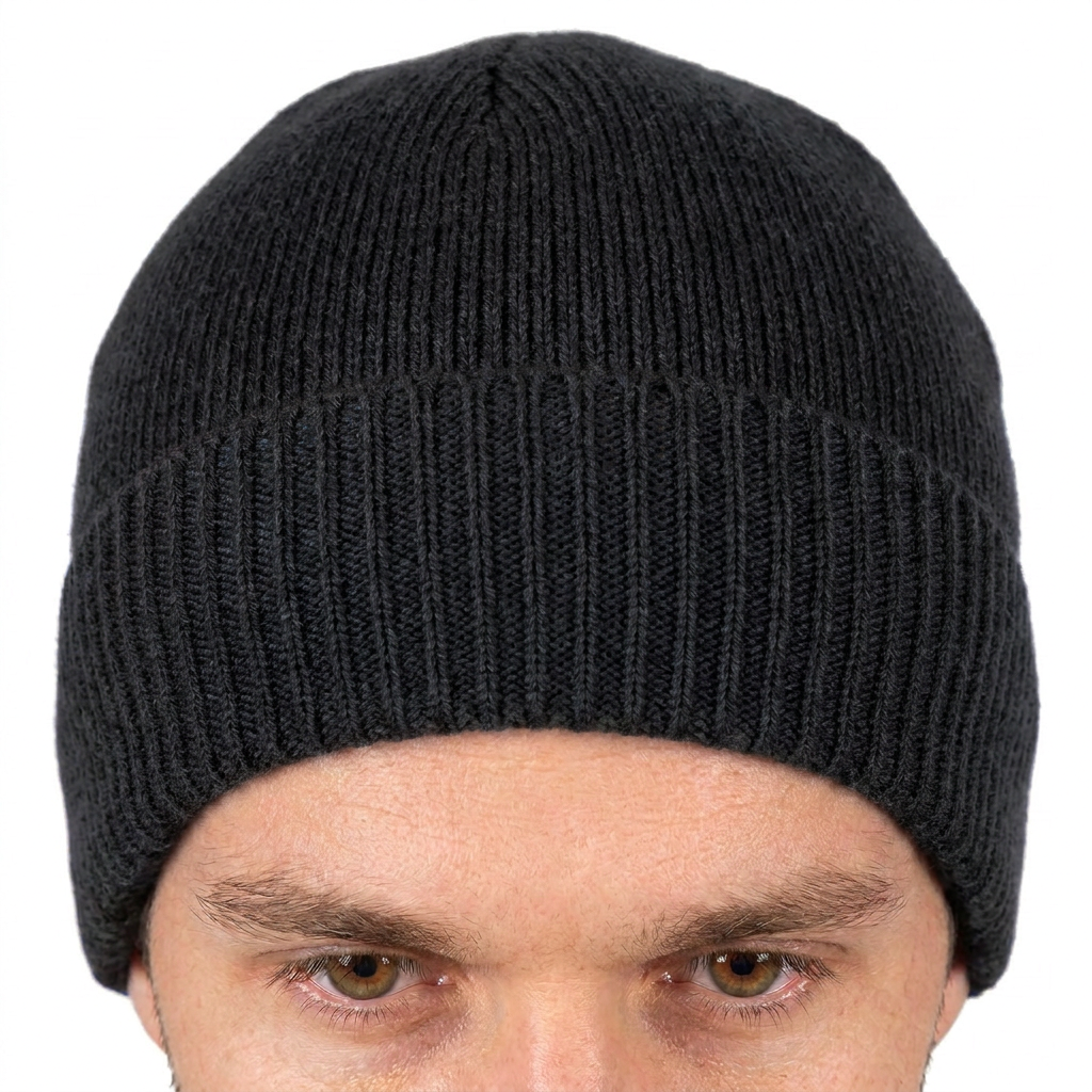 Men's Plain-Knit 100% Cashmere Beanie, charcoal | Dalle Piane Cashmere