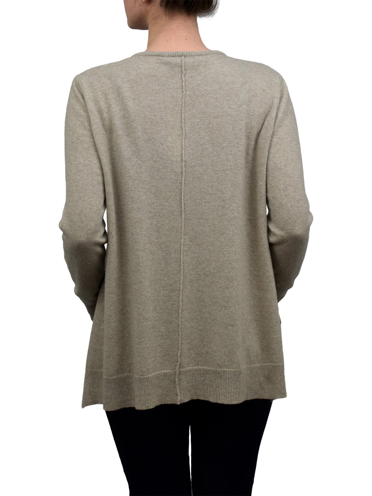 Beige Women's A-Line Cashmere Blend Oversized Sweater, view 3